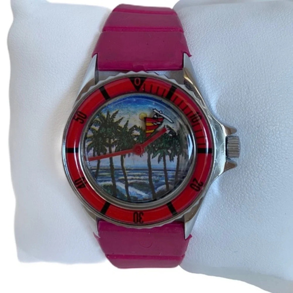 Vintage Watch Palm Tree & Sailboat Vtg 80s main image 16